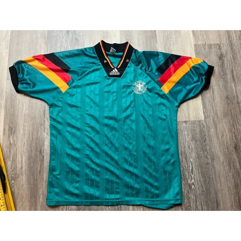 Vtg 90s Adidas Thomas Hassler German National Team Away Football Soccer Jersey L